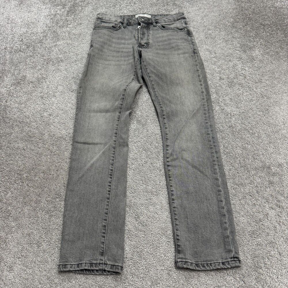 Topman Slim Fit Button Fly Denim Jeans Mens 28x30 Gray Cotton Stretch Casual
